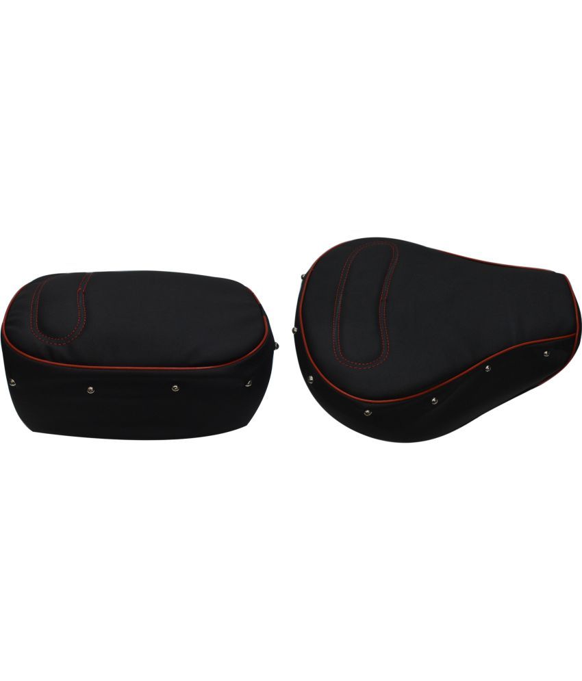     			AHL MOTORS Black with Stylish Button Seat Cover for Royal Enfield