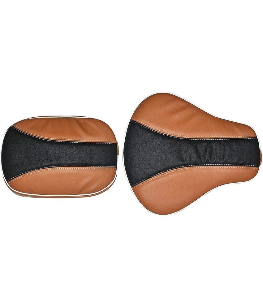     			AHL MOTORS New Diamond Cut Design Finishing Seat Cover for Royal Enfield Classic 350/500cc (Tan with Black)