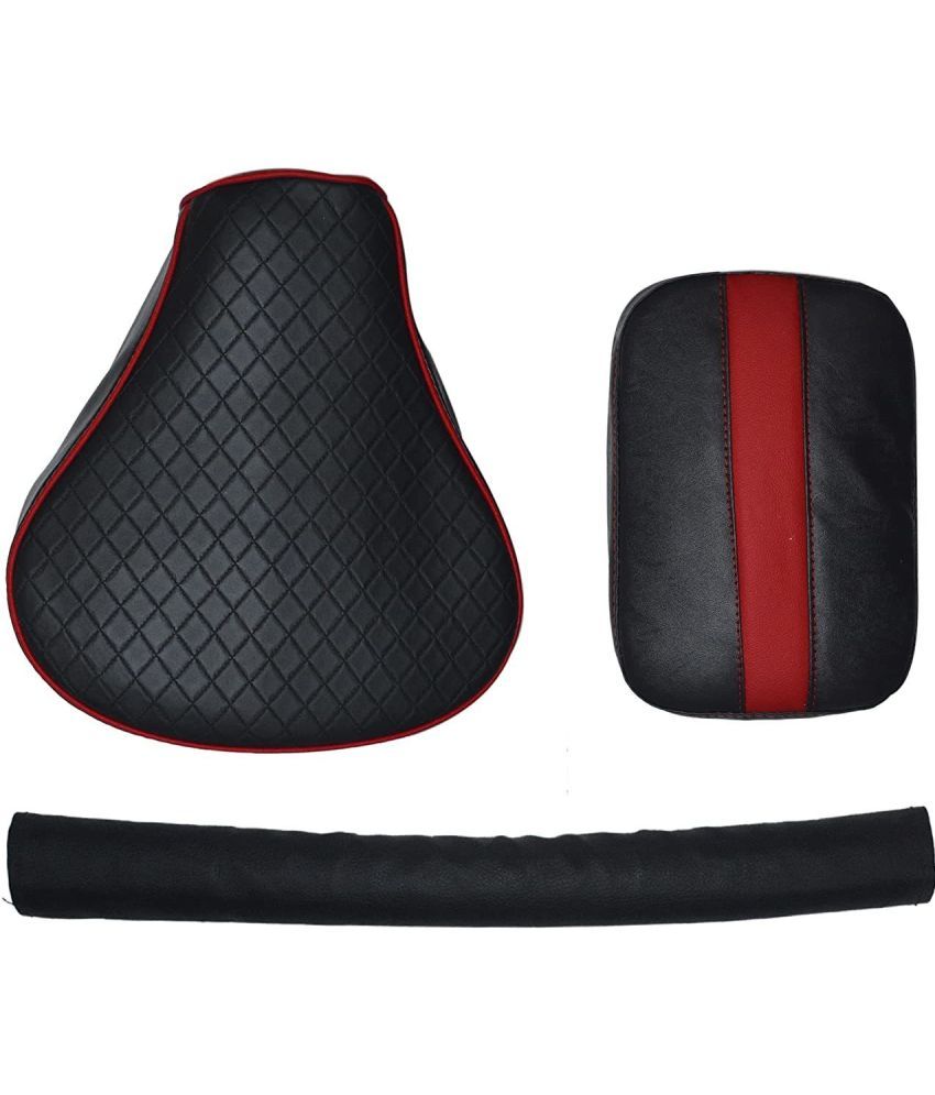     			AHL MOTORS Stylish Diamond Cut Design Seat Cover with Back Rest Foam Combo Set for Royal Enfield Classic 350/500cc (Red with Black)