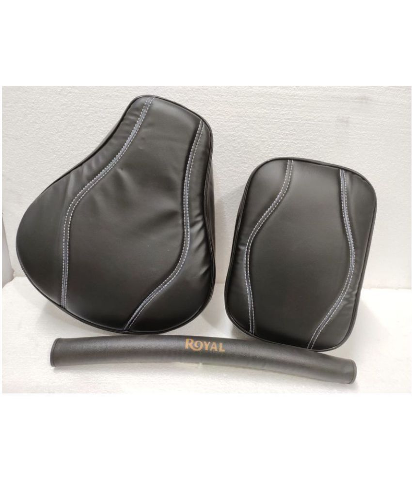     			AHL MOTORS Stylish Seat Cover Black + Backrest Foam Combo Black For Royal Enfield Classic , Classic Desert Storm