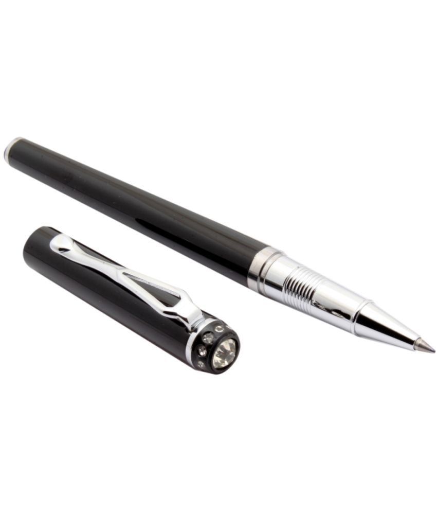     			Exclusive Jinhao 301 Jewel Roller ball Pen Metal Body With White Crystals Diamonds On Cap - Shine Black