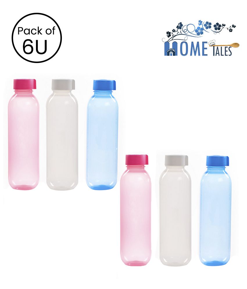 HOMETALES Claro Fridge Bottle, Pack of 6 (1 Litre Each), Multi Color