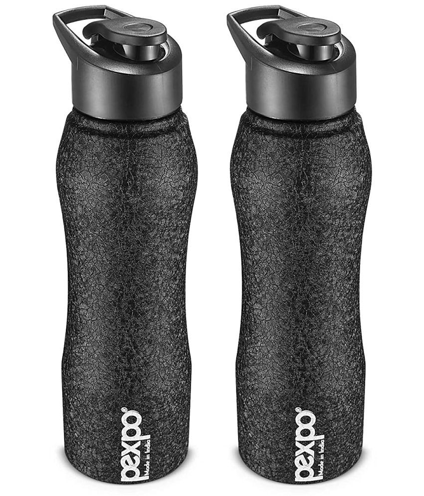     			PEXPO 1000 ml Stainless Steel Sports and Fridge Water Bottle (Set of 2, Black, Bistro)