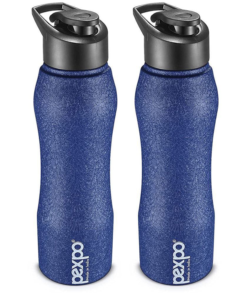     			PEXPO 1000 ml Stainless Steel Sports and Fridge Water Bottle (Set of 2, Blue, Bistro)