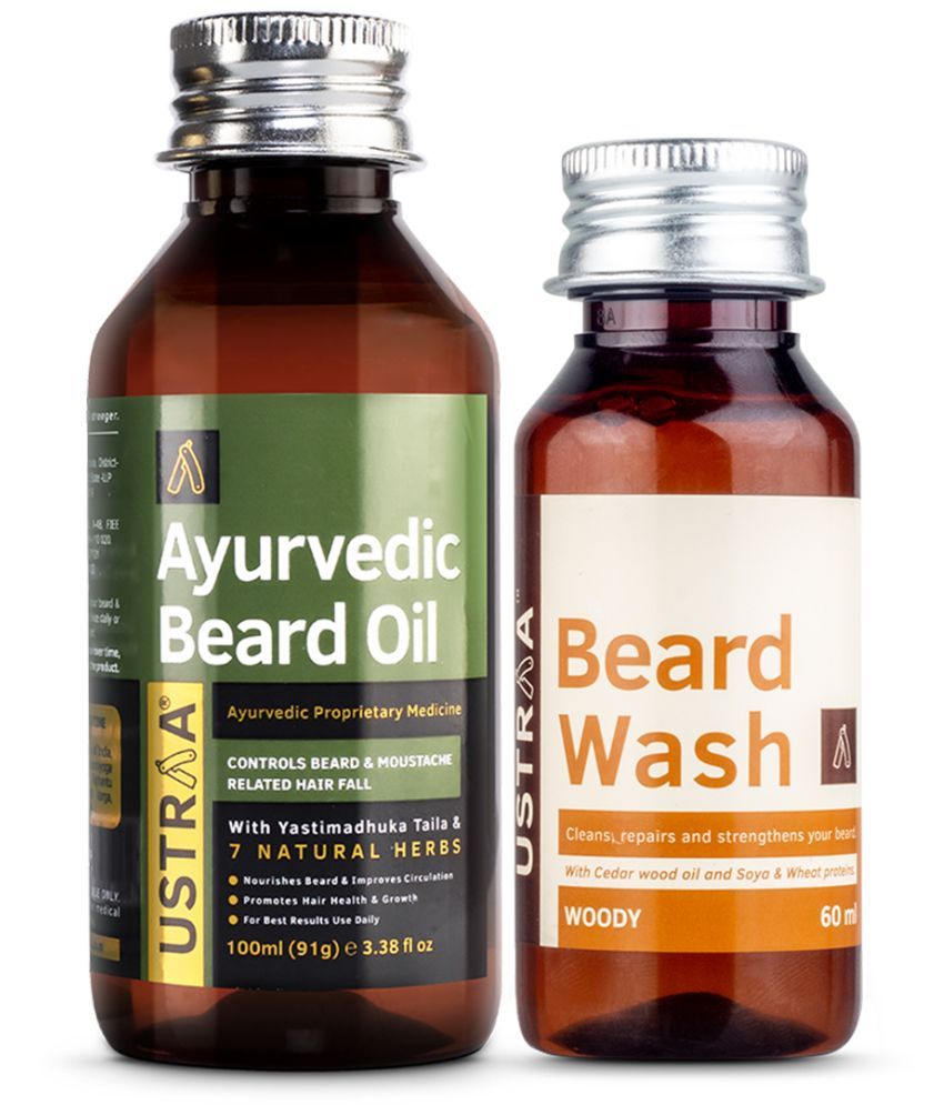     			Ustraa Ayurvedic Beard Growth Oil -100ml & Beard Wash Woody - 60ml