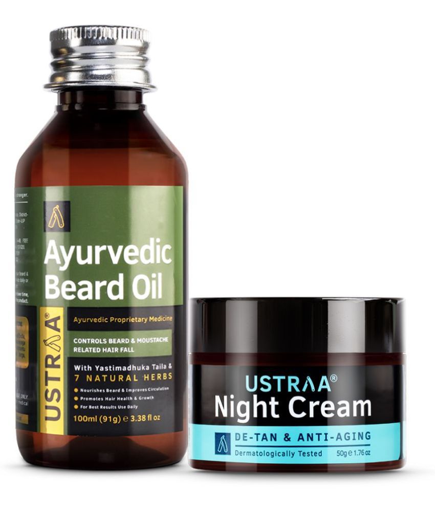     			Ustraa Ayurvedic Beard Growth Oil -100ml & Night Cream - 50g