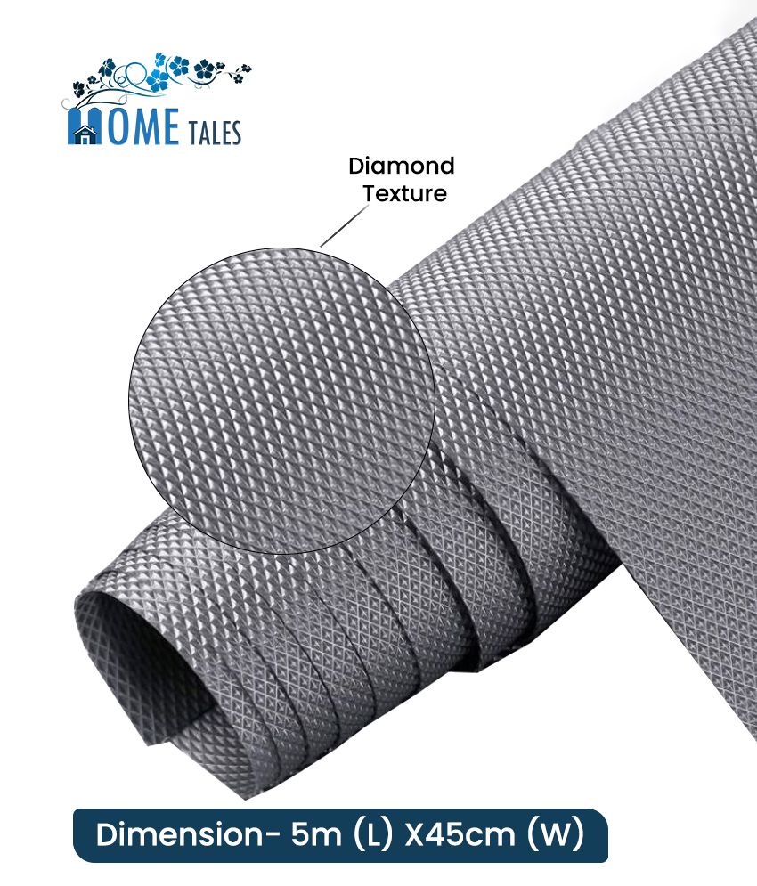     			HOMETALES Multipurpose ( 45 cm X 5 m) EVA Anti-Slip Mat Liners For Bathroom, Kitchen, Fridge & Table Mat -Diamond Pattern,Grey (1U)
