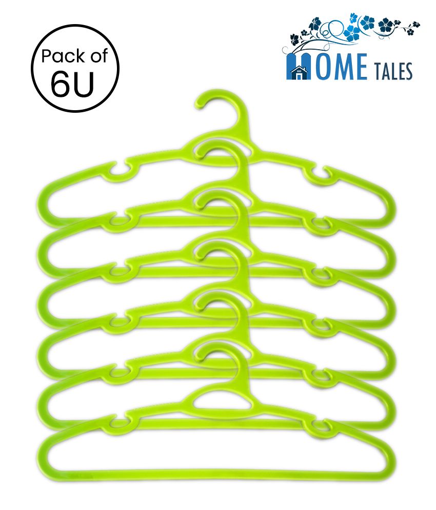 HOMETALES Smart Hangers, Pack of 6, Green Color