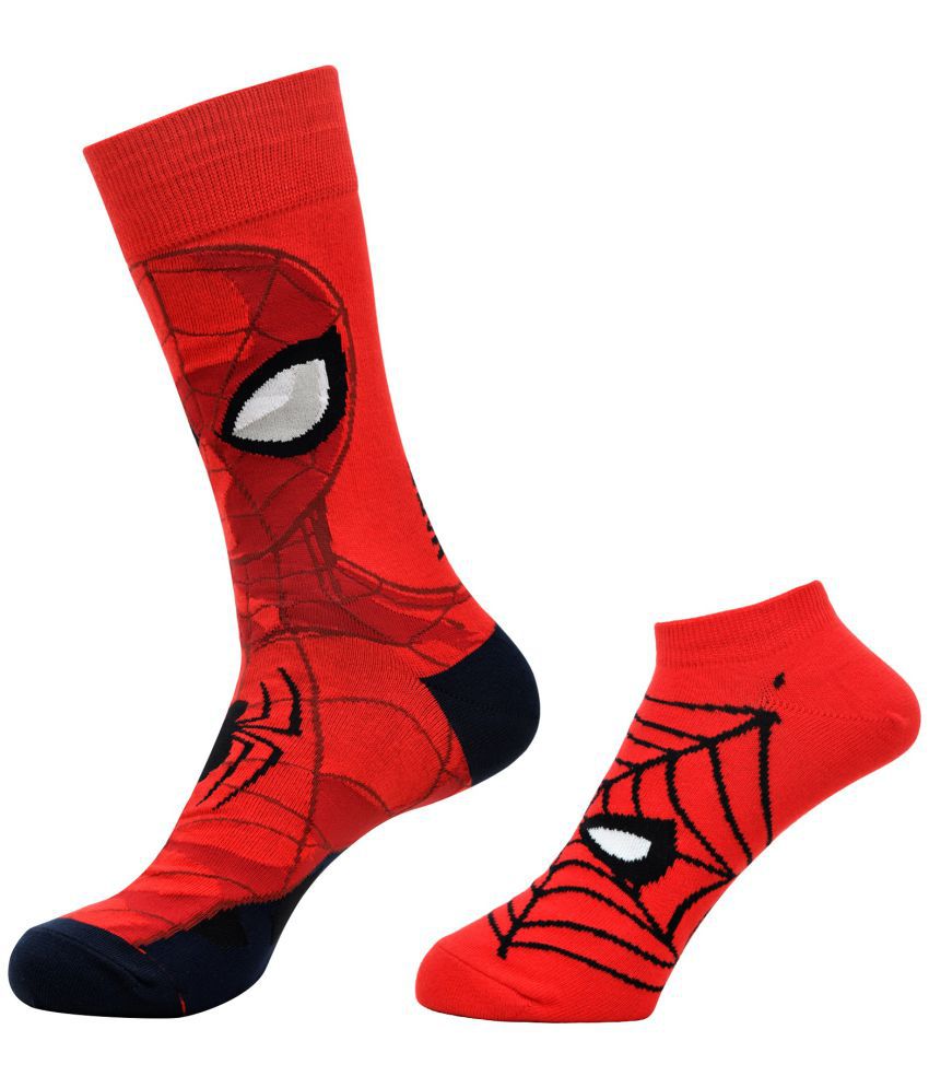    			Balenzia X Marvel - Cotton Blend Red Men's Mid Length Socks ( Pack of 2 )