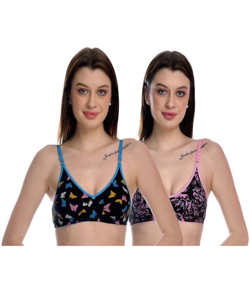     			Elina Pack of 2 100% Cotton Non Padded Women's T-Shirt Bra ( Multicolor )