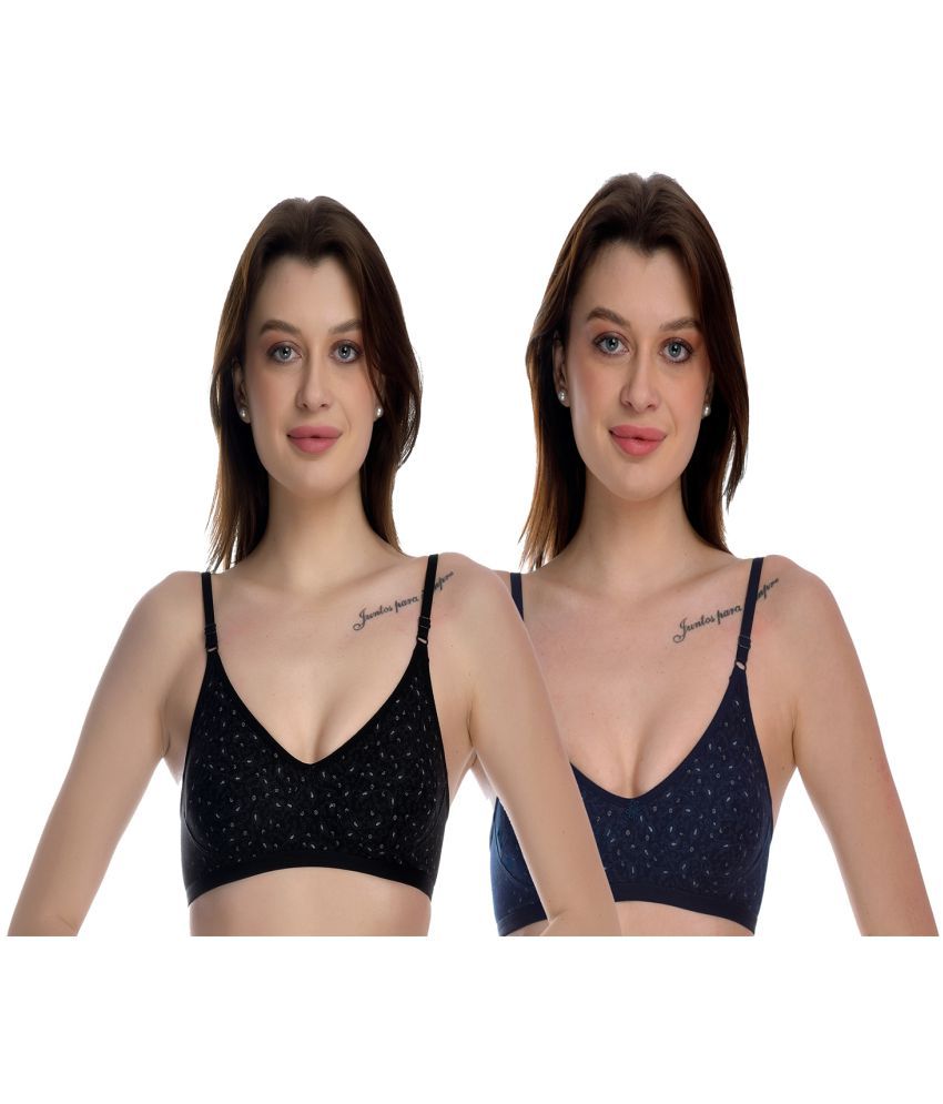     			Elina Pack of 2 100% Cotton Non Padded Women's T-Shirt Bra ( Multicolor )