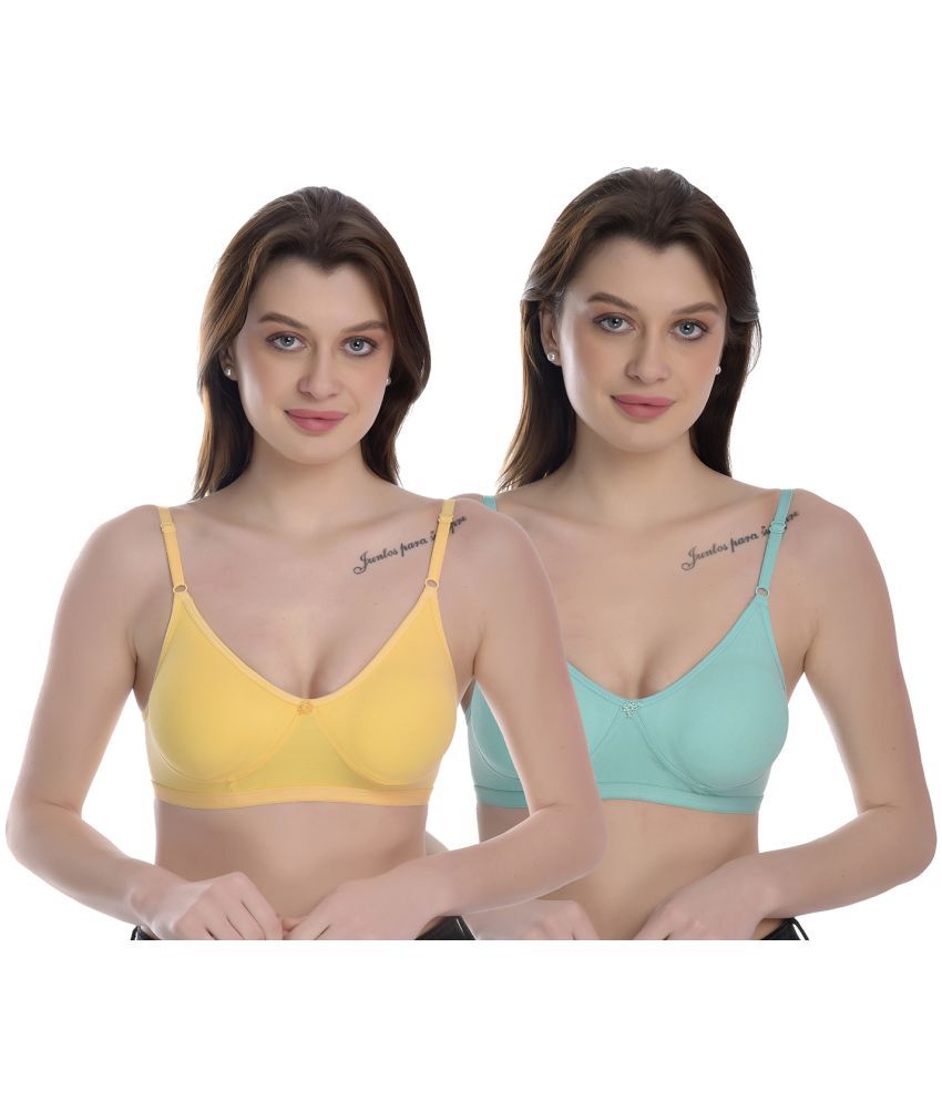     			Elina Pack of 2 100% Cotton Non Padded Women's T-Shirt Bra ( Multicolor )