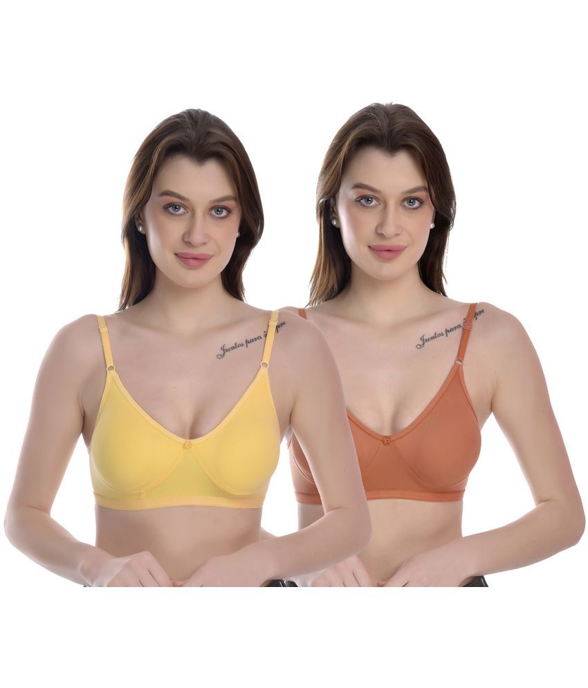     			Elina Pack of 2 100% Cotton Non Padded Women's T-Shirt Bra ( Multicolor )