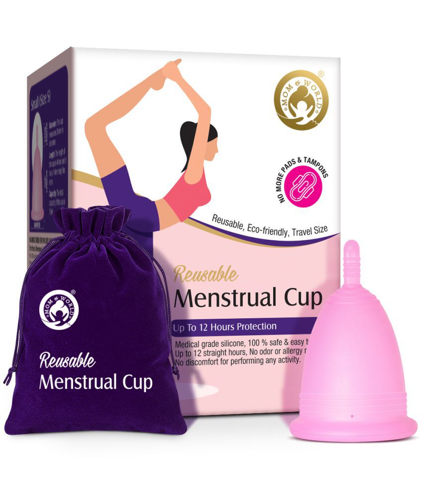     			Mom & World Reusable Menstrual Cup For Women, 100% Medical Grade Silicone, Odor and Rash Free, No leakage (Small)