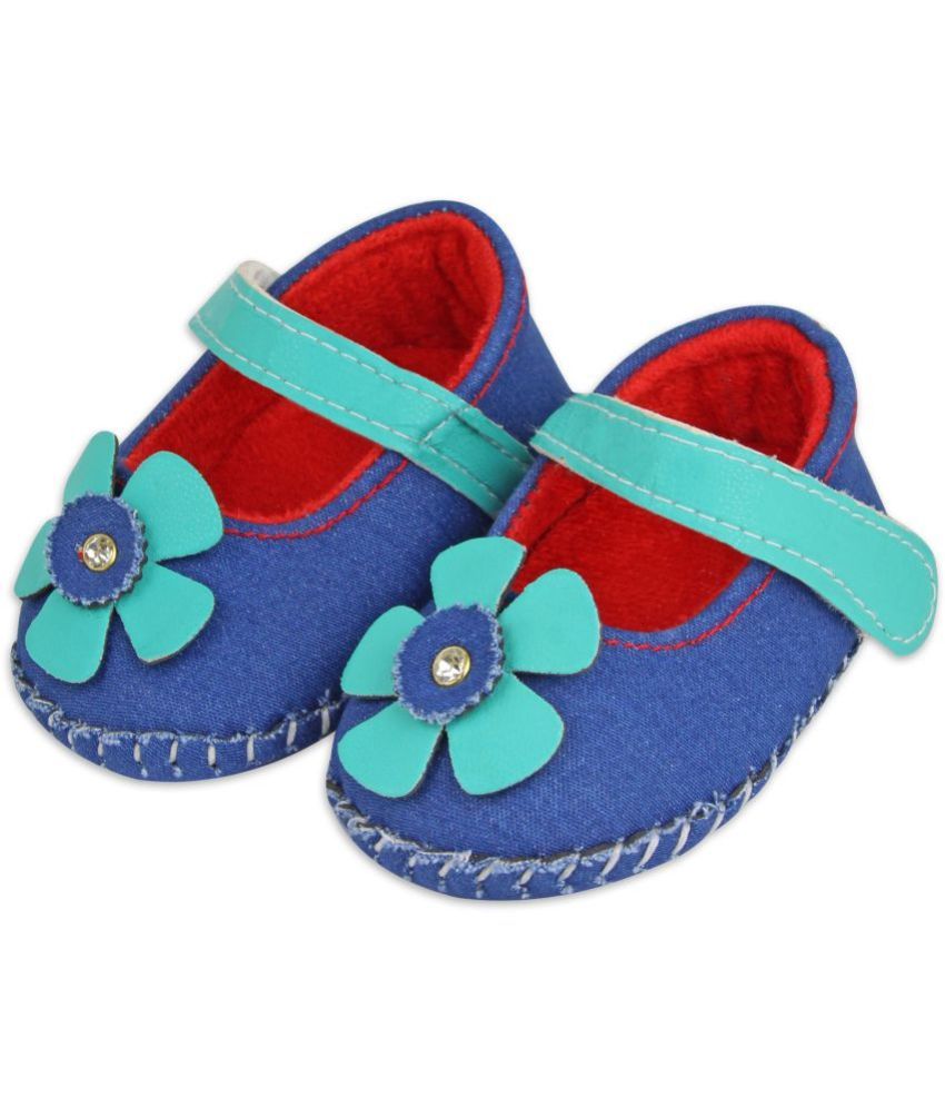     			Neska Moda 6 To 12 Months Baby Girls Synthetic Leather Party Wear Floral Baby Sandal Booties (Mint,Blue,Red)