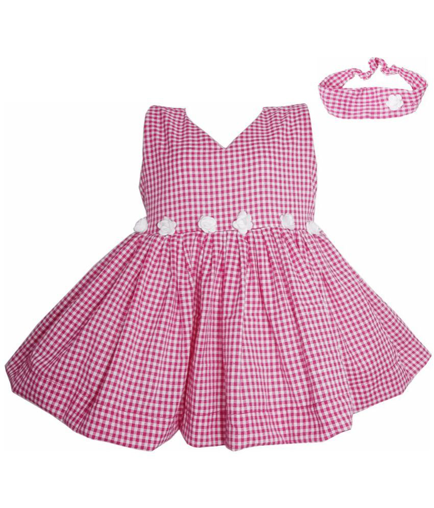     			harshvardhanmart.com - Baby Pink Cotton Girls A-line Dress ( Pack of 1 )