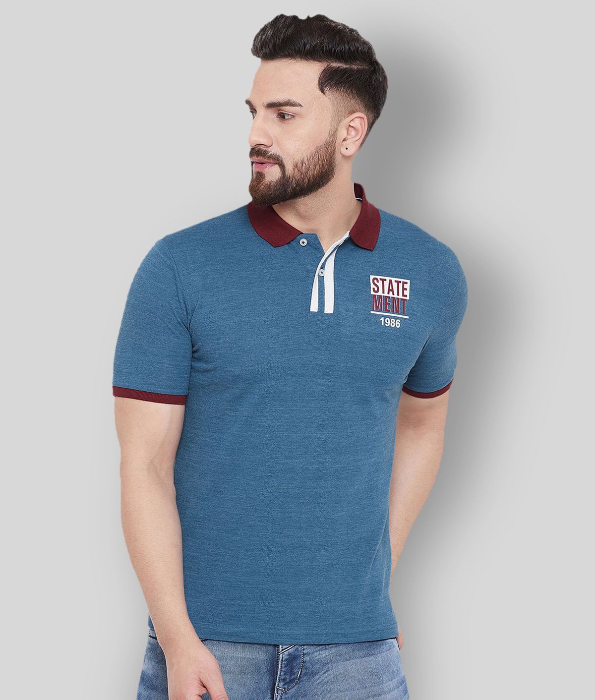     			AUSTIN WOOD - Blue Cotton Blend Regular Fit Men's Polo T Shirt ( Pack of 1 )