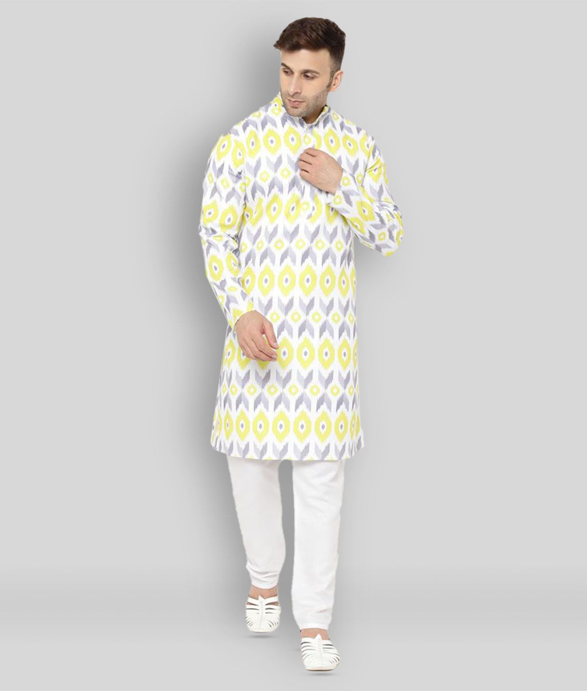     			Hangup - Yellow Cotton Regular Fit Men's Kurta Pyjama Set ( Pack of 1 )