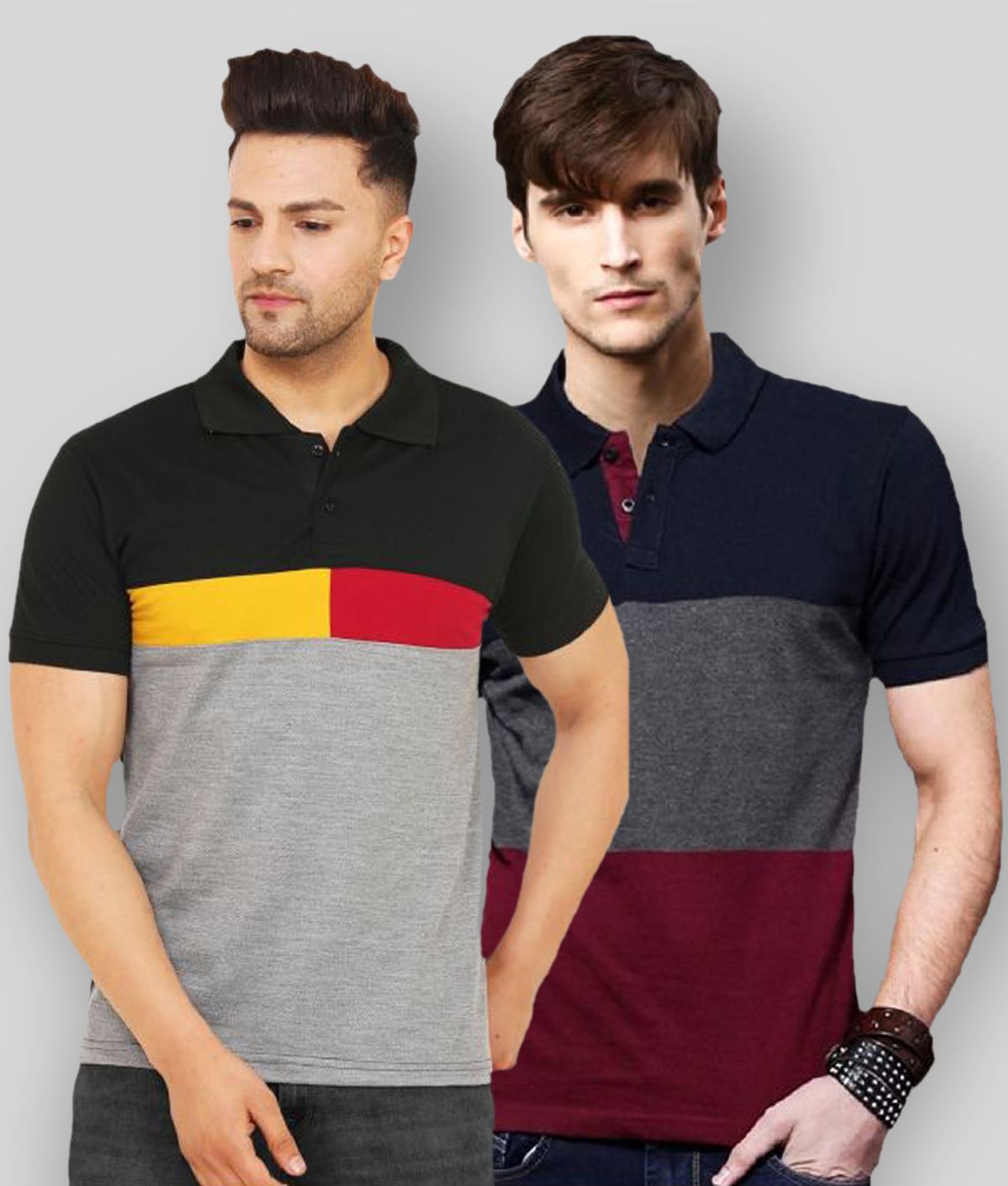     			Leotude - Multicolor Cotton Blend Regular Fit Men's Polo T Shirt ( Pack of 2 )