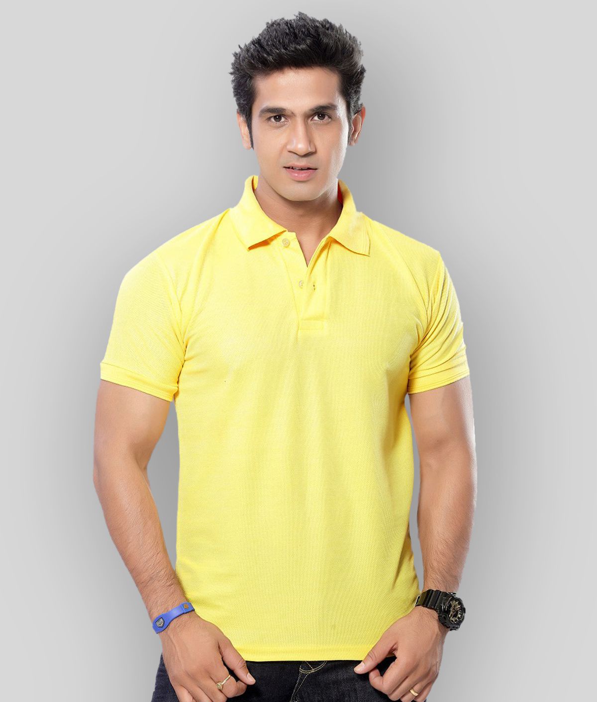in365 - Yellow Cotton Blend Regular Fit Men's Polo T Shirt ( Pack of 1 )