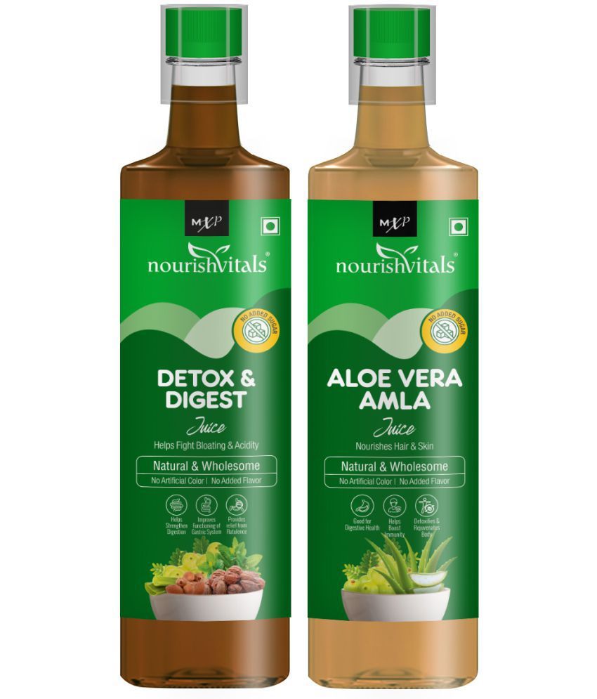 NourishVitals Detox & Digest Juice + Aloe Vera Amla Juice - Perfect For  Detoxification, Boosts Digestive Health | Nourishes Hair & Skin | Natural &  Wholesome, (500ml Each): Buy NourishVitals Detox &