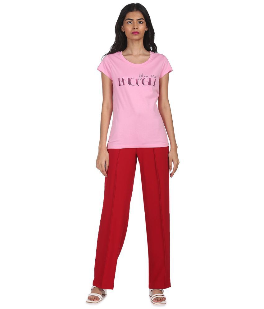     			Sugr - Cotton Blend Regular Pink Women's T-Shirt ( Pack of 1 )