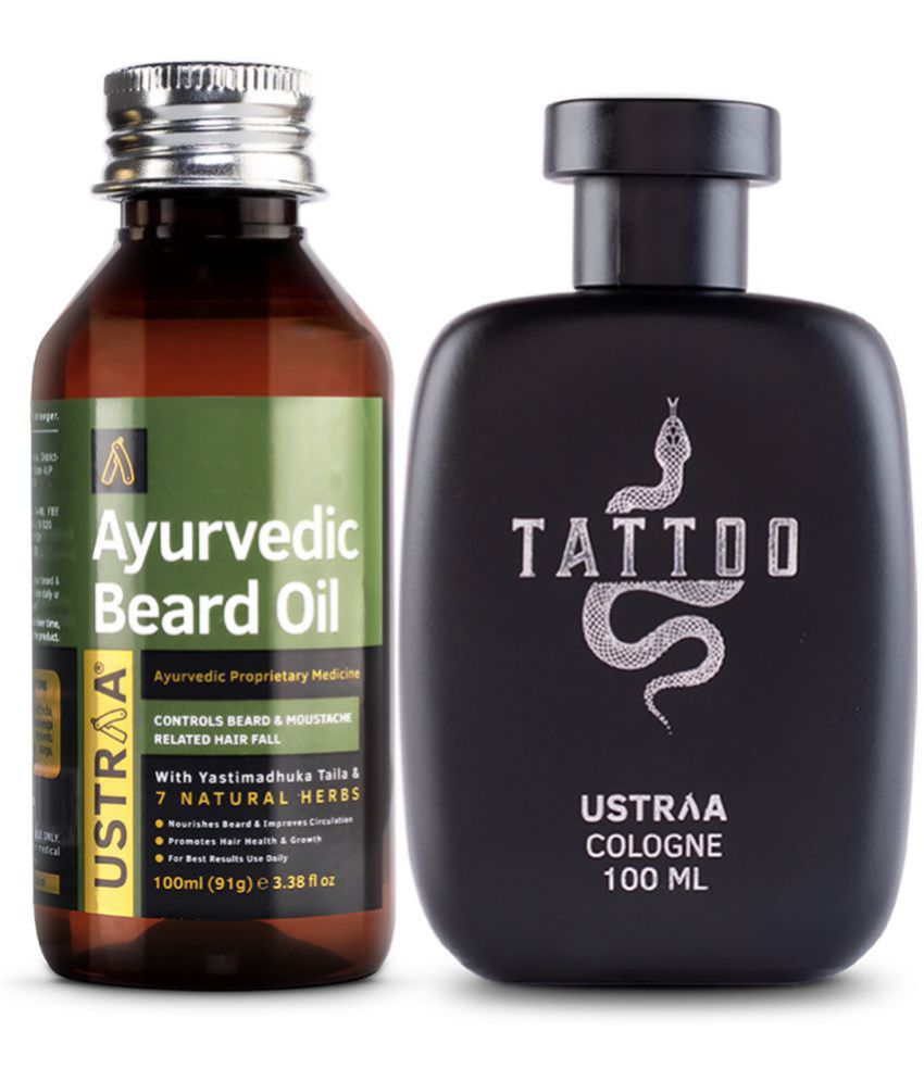     			Ustraa Ayurvedic Beard Growth Oil -100ml & Cologne Tattoo - 100ml- Perfume for men