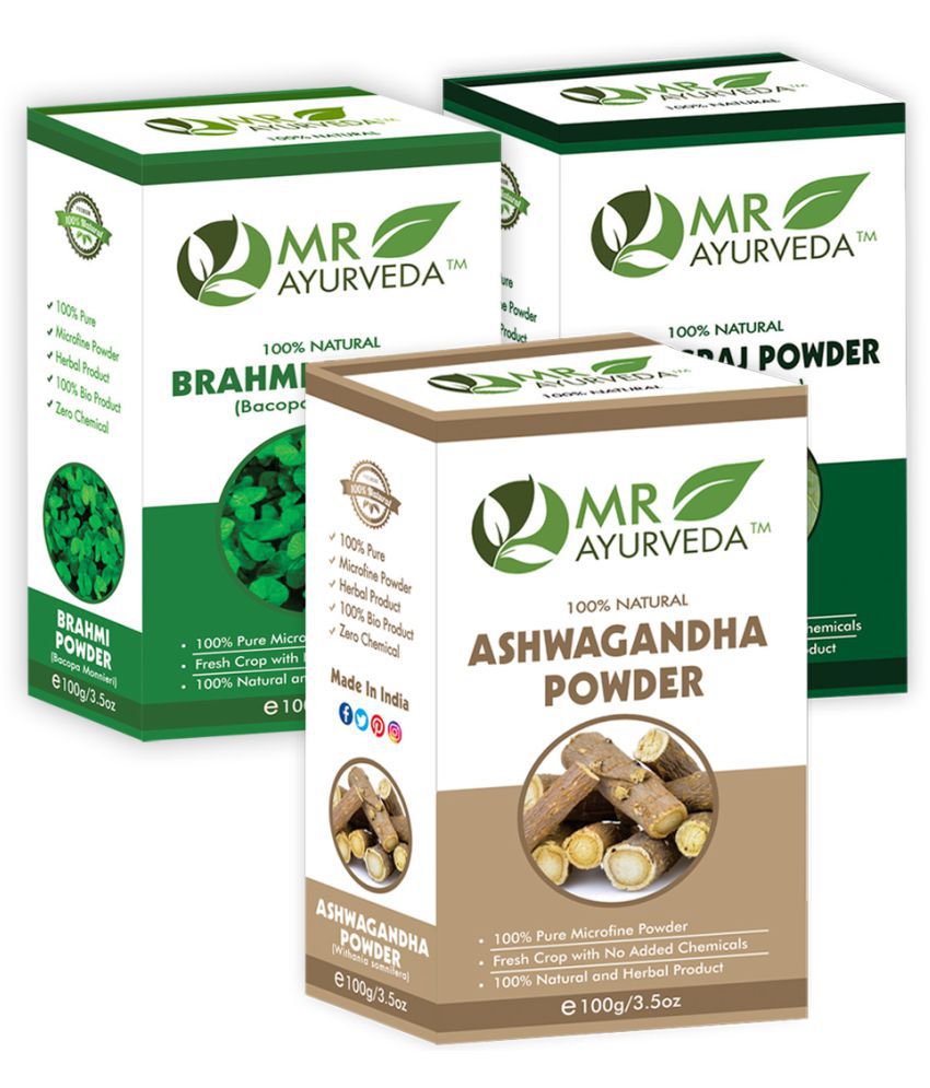     			MR Ayurveda Ashwagandha, Brahmi & Bhringraj Powder Hair Scalp Treatment 300 g Pack of 3