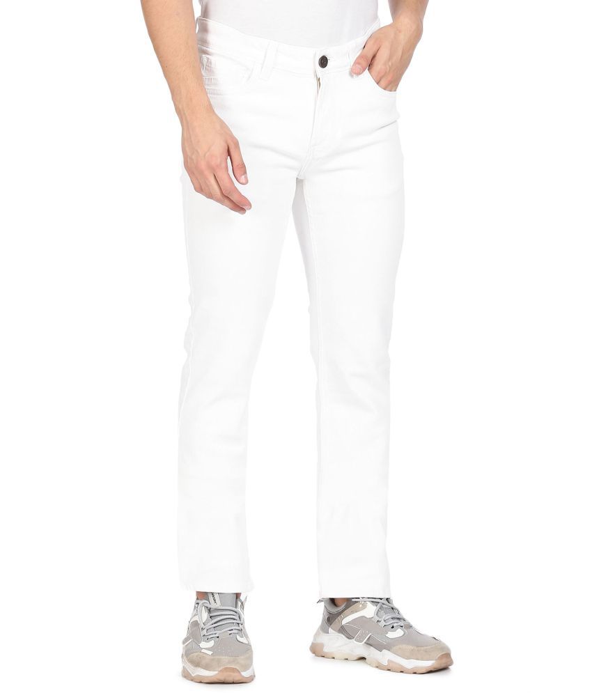 Colt Cotton Blend Regular Fit White Men's Jeans ( Pack of 1 )