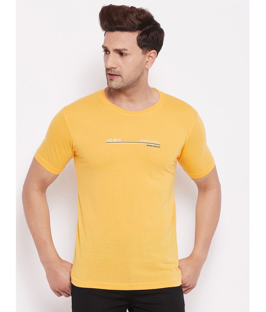     			Lycos - Cotton Blend Regular Fit Yellow Men's T-Shirt ( Pack of 1 )