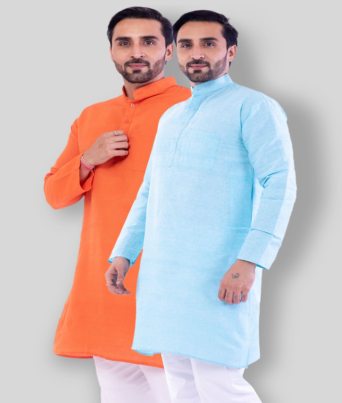     			DESHBANDHU DBK - Multicolor Cotton Men's Regular Kurta ( Pack of 2 )