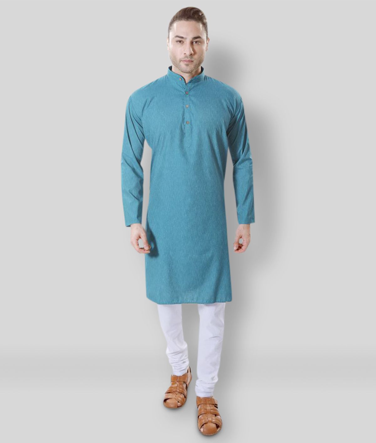     			Maharaja - Green Linen Regular Fit Men's Kurta Pyjama Set ( Pack of 1 )