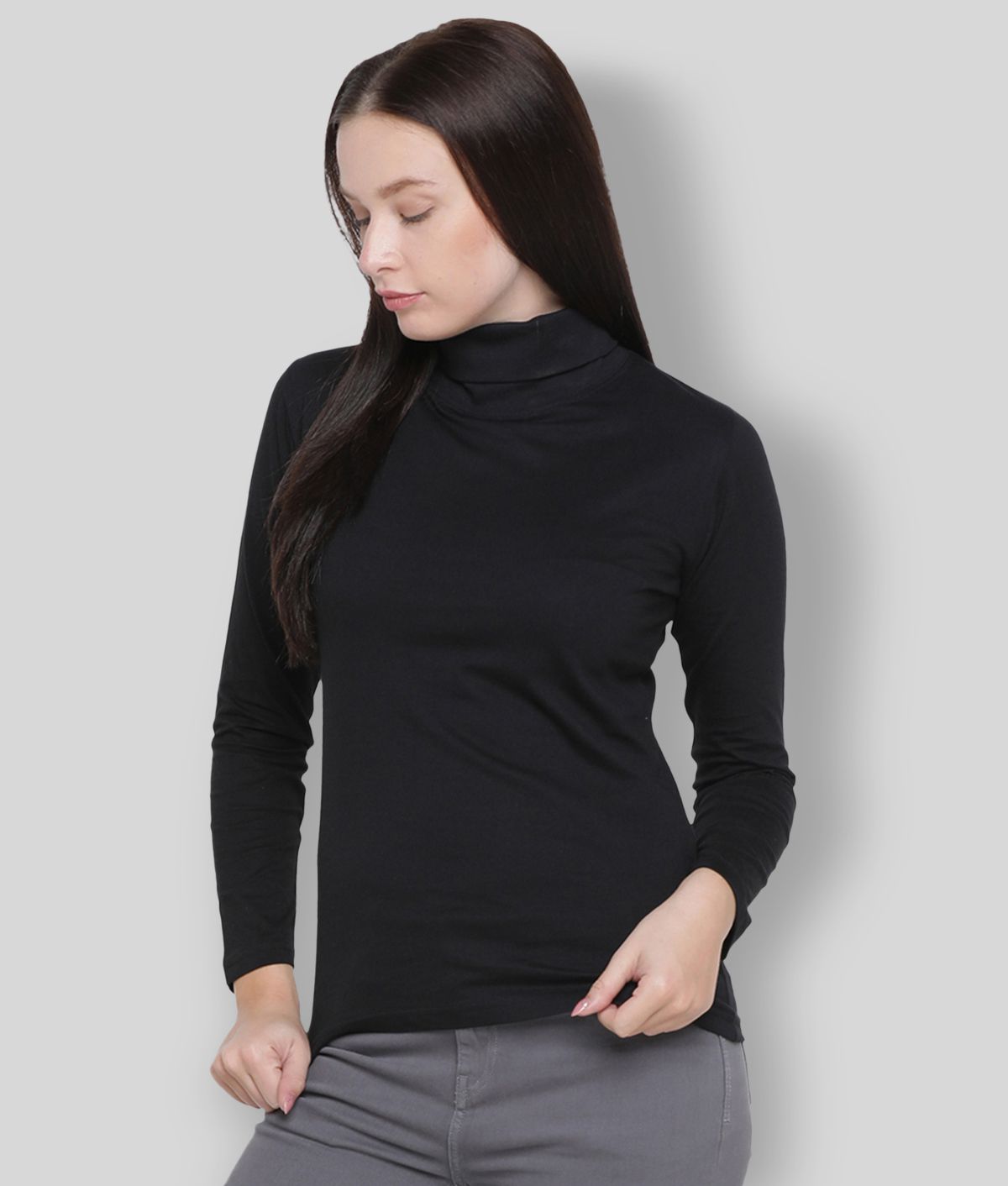 PRETTE - Black Cotton Regular Fit Women's T-Shirt ( Pack of 1 )