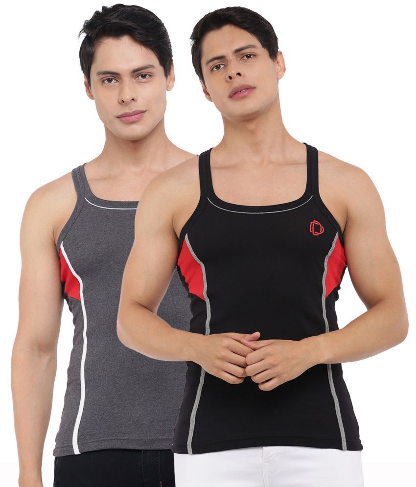     			Pack of 2 Dollar Bigboss Assorted Solid Cotton Blend Men Vest