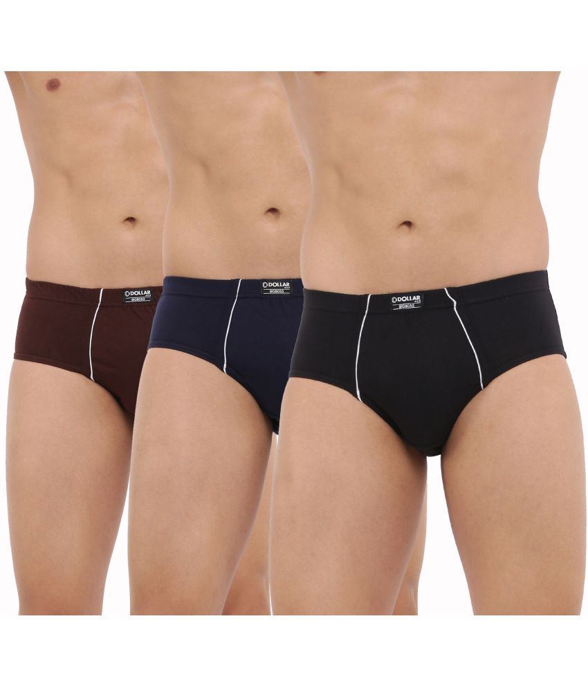     			Pack of 3 Dollar Bigboss Assorted Solid Cotton Blend Men Brief