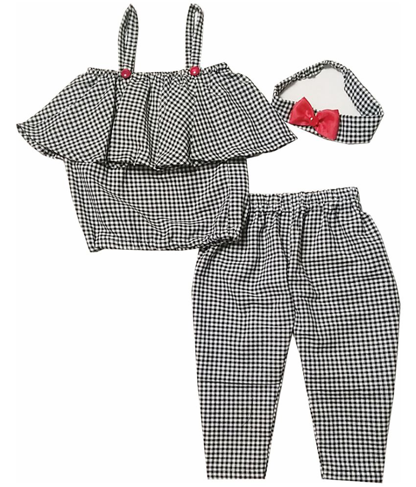     			harshvardhanmart.com 100% Cotton Black & White Shirt & Trouser For Baby Girl ( Pack of 3 )