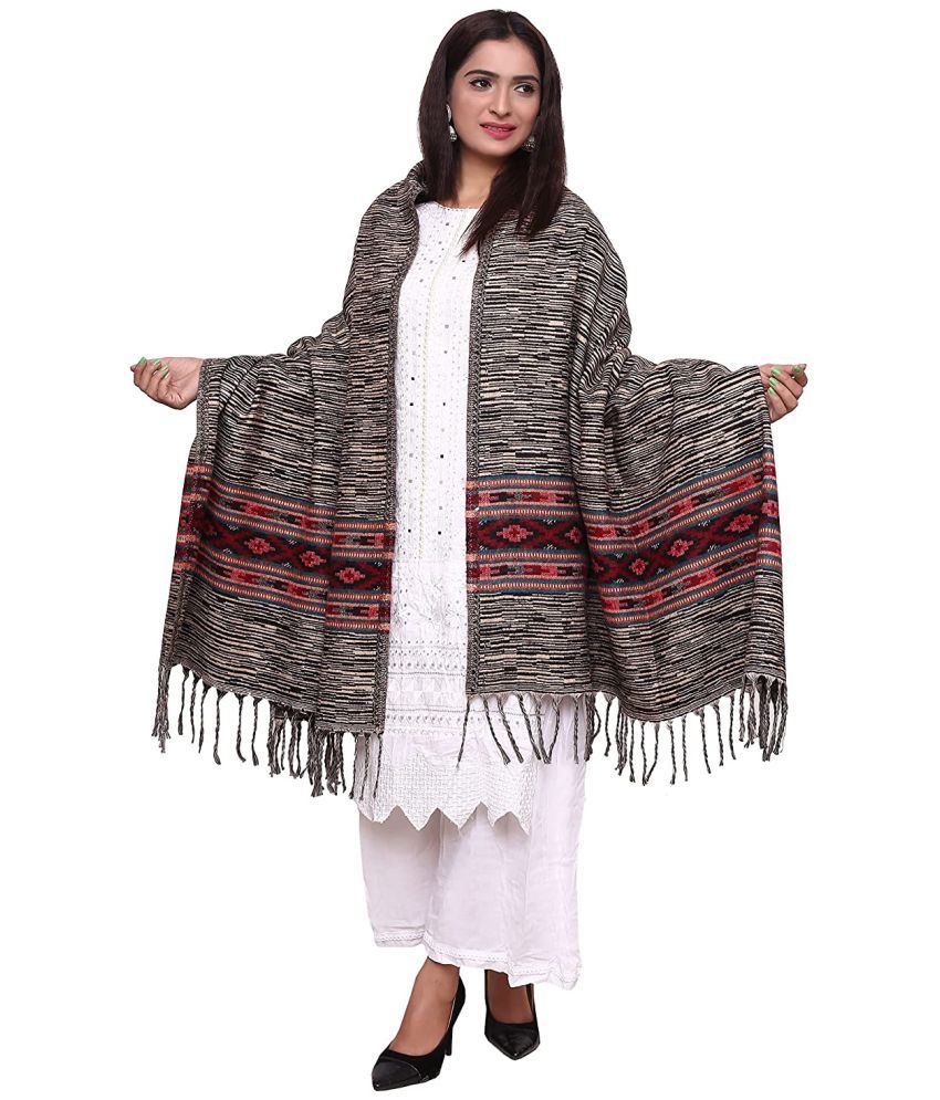     			new india trends Grey Self Shawl - Single