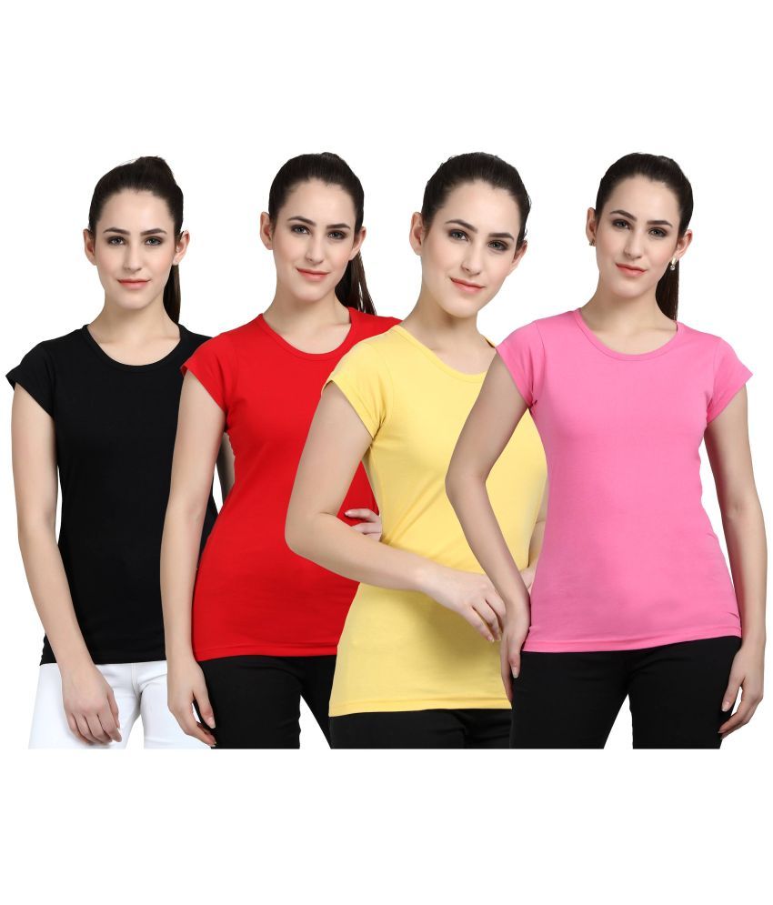     			Diaz - 100% Cotton Regular Multicolor Women's T-Shirt ( Pack of 4 )