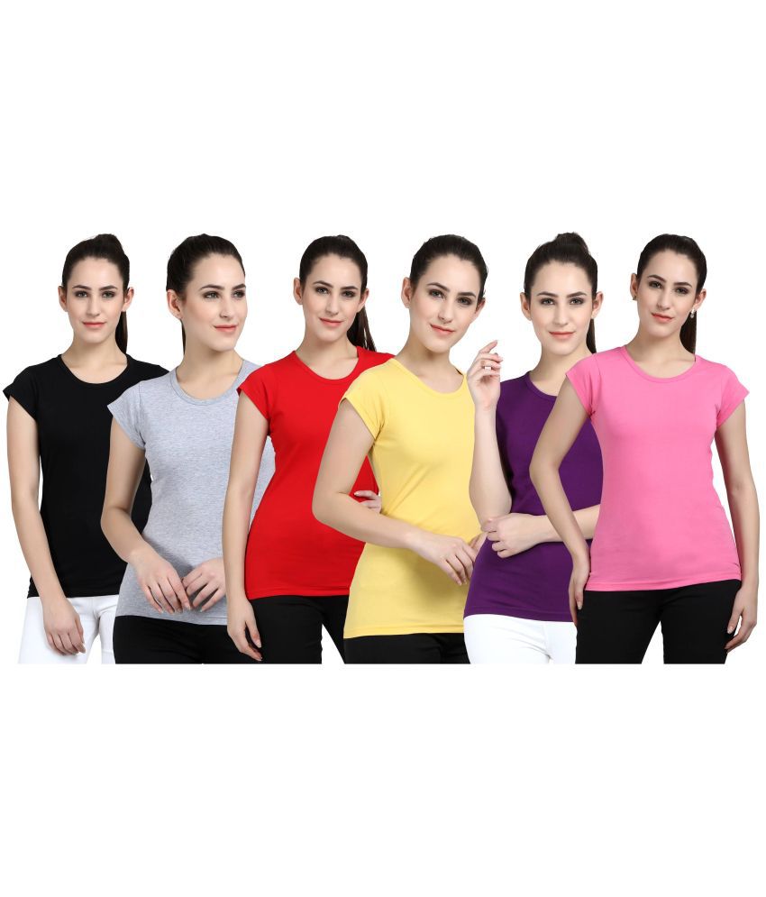     			Diaz - 100% Cotton Regular Multicolor Women's T-Shirt ( Pack of 6 )