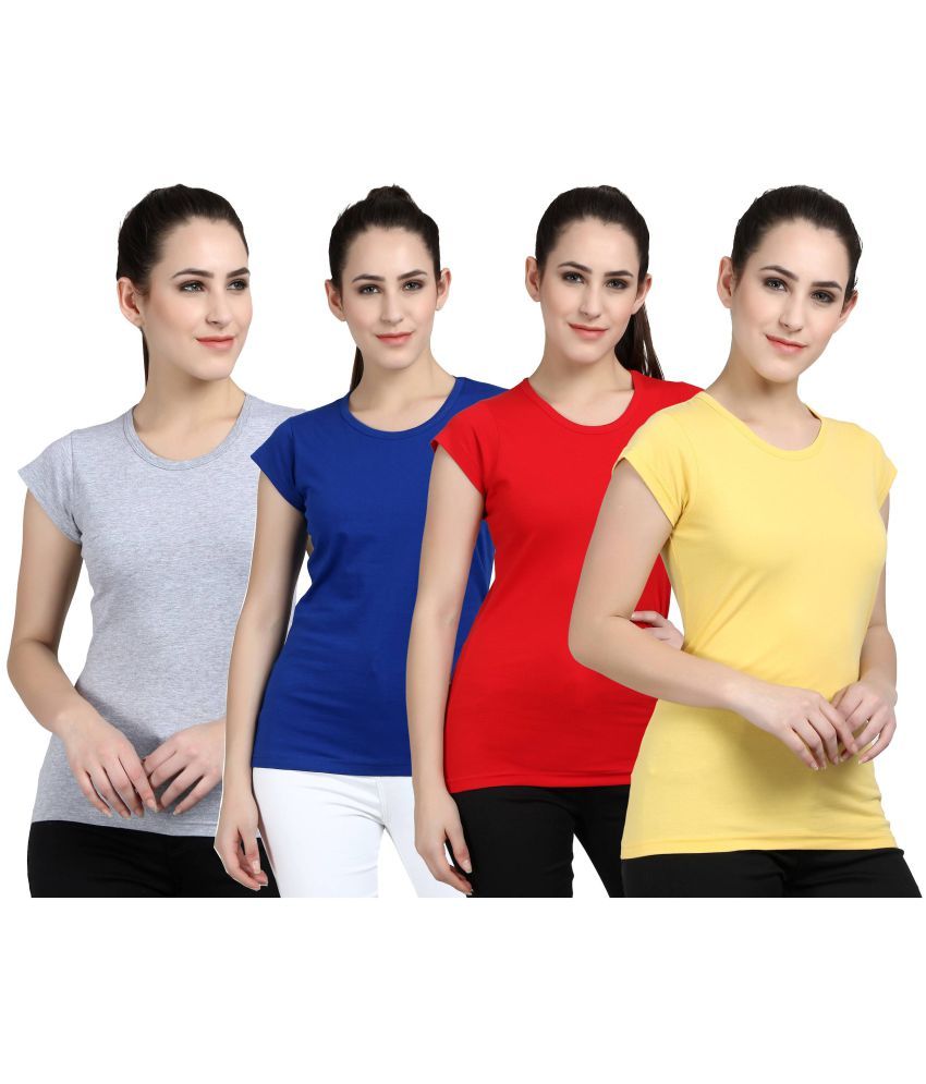     			Diaz - 100% Cotton Regular Multicolor Women's T-Shirt ( Pack of 4 )