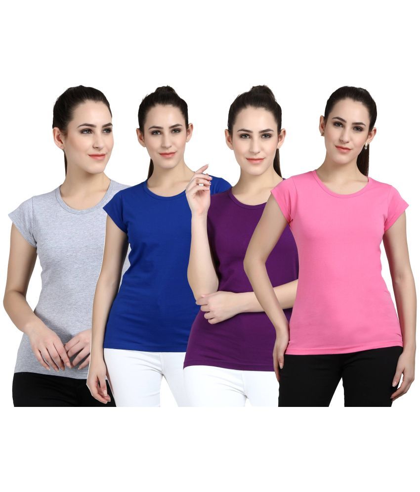     			Diaz - 100% Cotton Regular Multicolor Women's T-Shirt ( Pack of 4 )