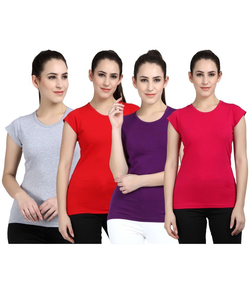     			Diaz - 100% Cotton Regular Multicolor Women's T-Shirt ( Pack of 4 )