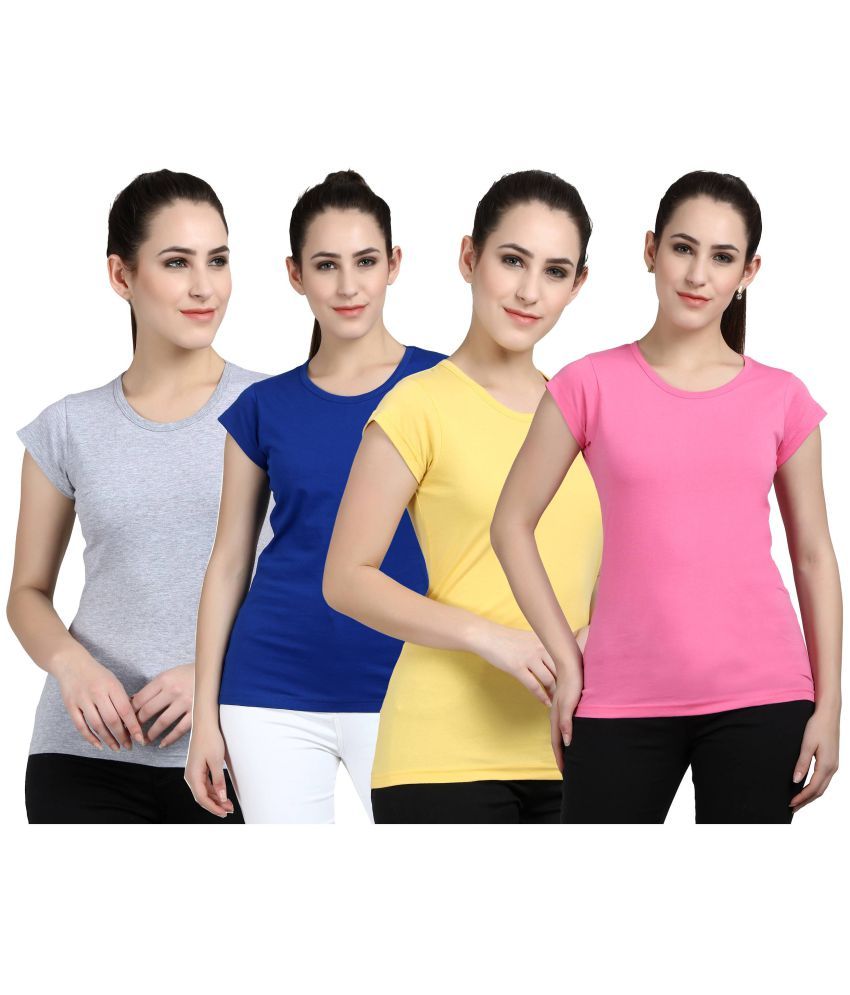     			Diaz - 100% Cotton Regular Multicolor Women's T-Shirt ( Pack of 4 )