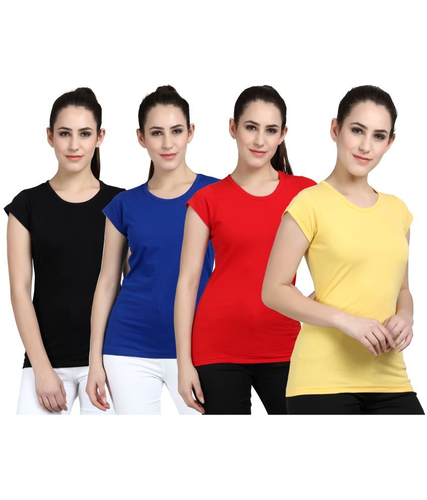     			Diaz - 100% Cotton Regular Multicolor Women's T-Shirt ( Pack of 4 )