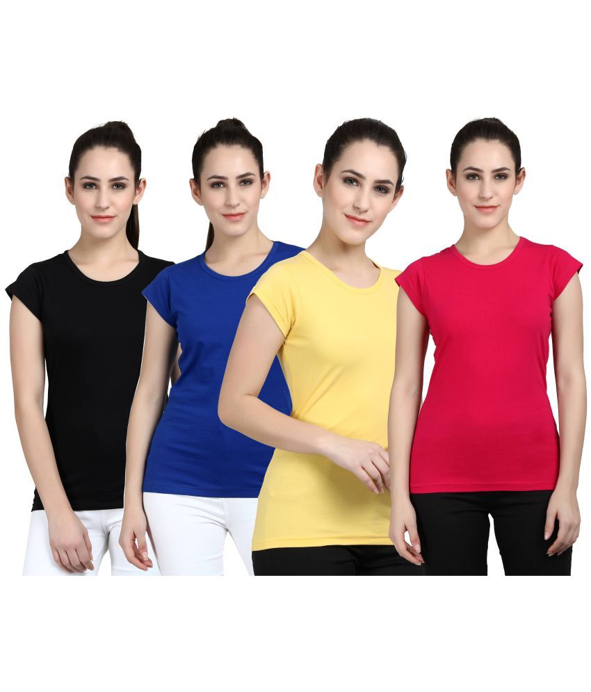     			Diaz - 100% Cotton Regular Multicolor Women's T-Shirt ( Pack of 4 )