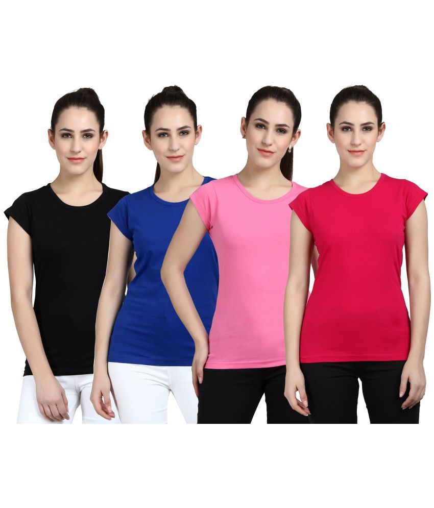     			Diaz - 100% Cotton Regular Multicolor Women's T-Shirt ( Pack of 4 )