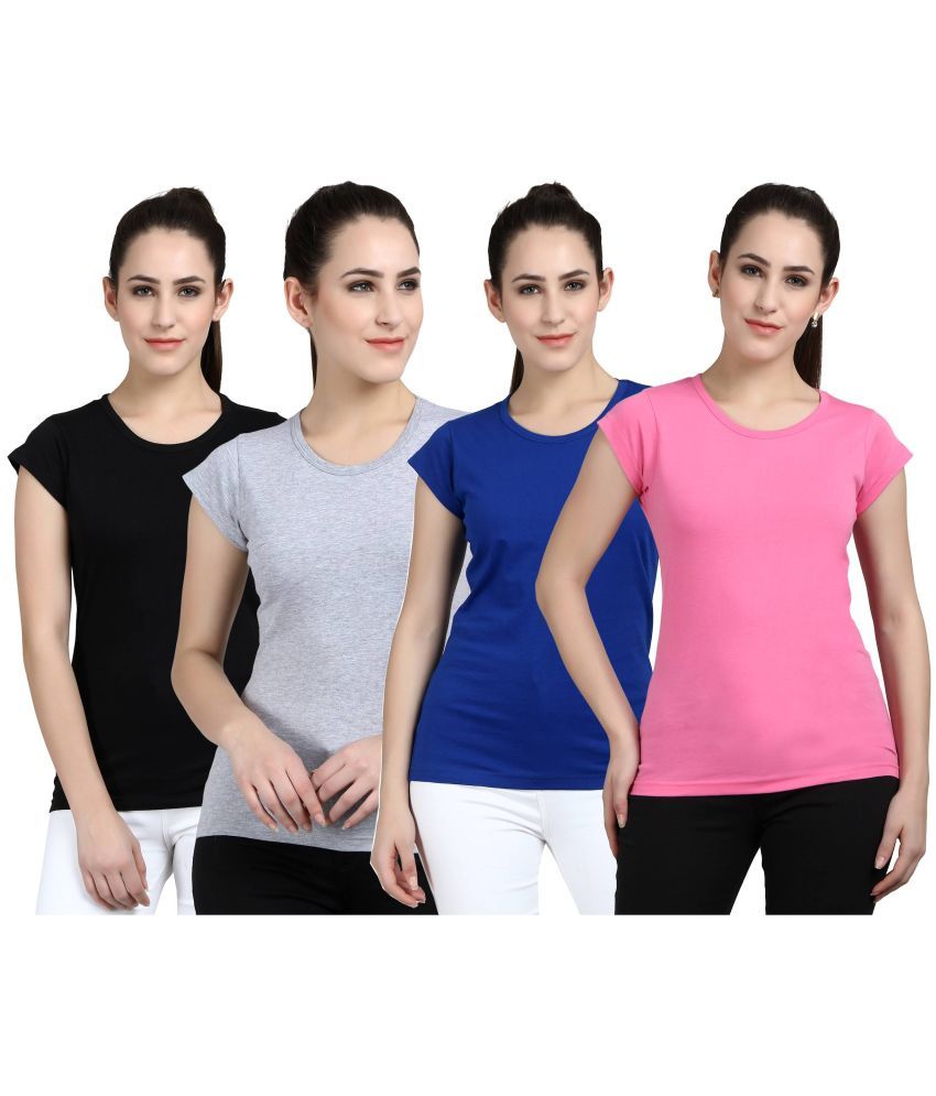     			Diaz - 100% Cotton Regular Multicolor Women's T-Shirt ( Pack of 4 )