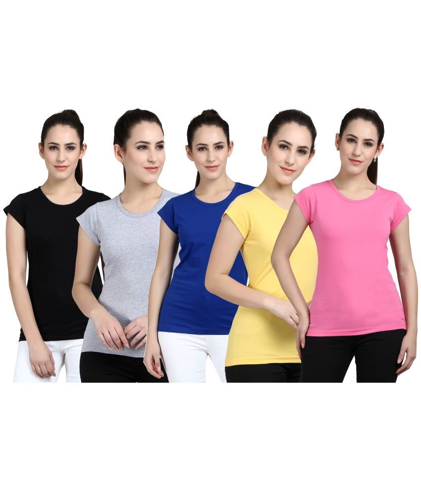     			Diaz - 100% Cotton Regular Multicolor Women's T-Shirt ( Pack of 5 )