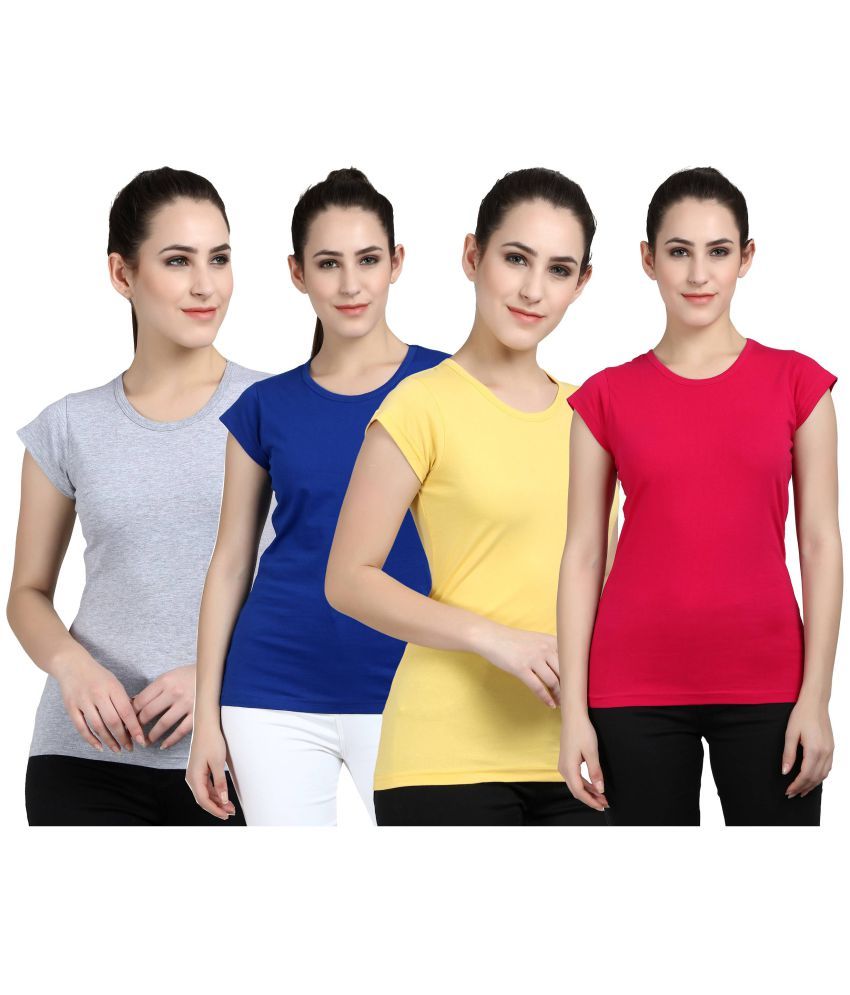     			Diaz - 100% Cotton Regular Multicolor Women's T-Shirt ( Pack of 4 )