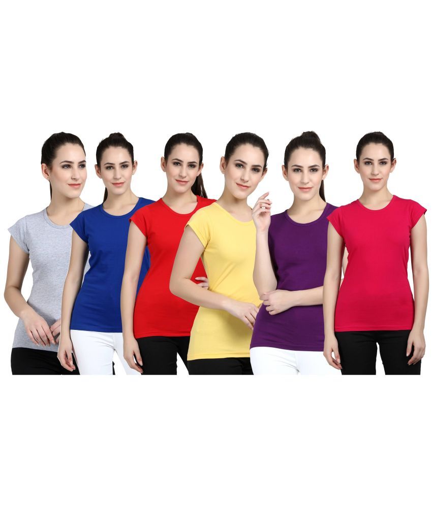     			Diaz - 100% Cotton Regular Multicolor Women's T-Shirt ( Pack of 6 )